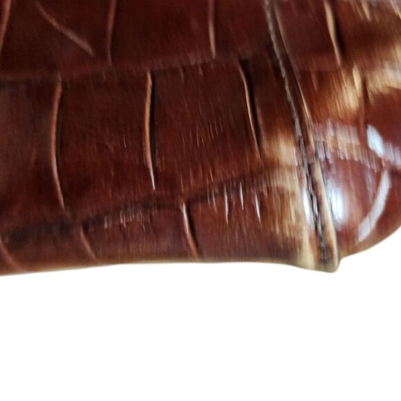 FOSSIL MIMI SHOPPER DARK BROWN CROCODILE LEATHER TOTE,GOLD CHAIN SHOULDER BAG - Picture 13 of 16